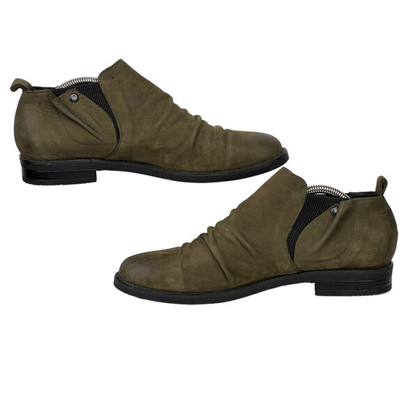 Bueno Pull On Leather Bootie Women's SZ 9.5 40 Olive Boho Elastic Panel Comfort - Picture 4 of 9